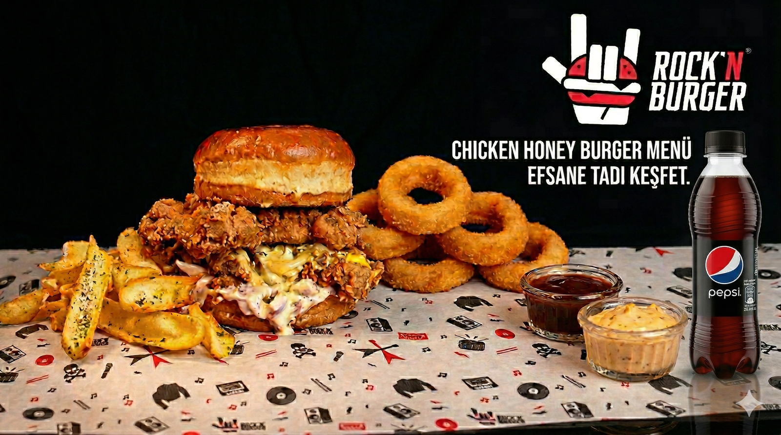Chicken Honey Burger Menü ve 6'lı Soğan Halkası 275 TL!