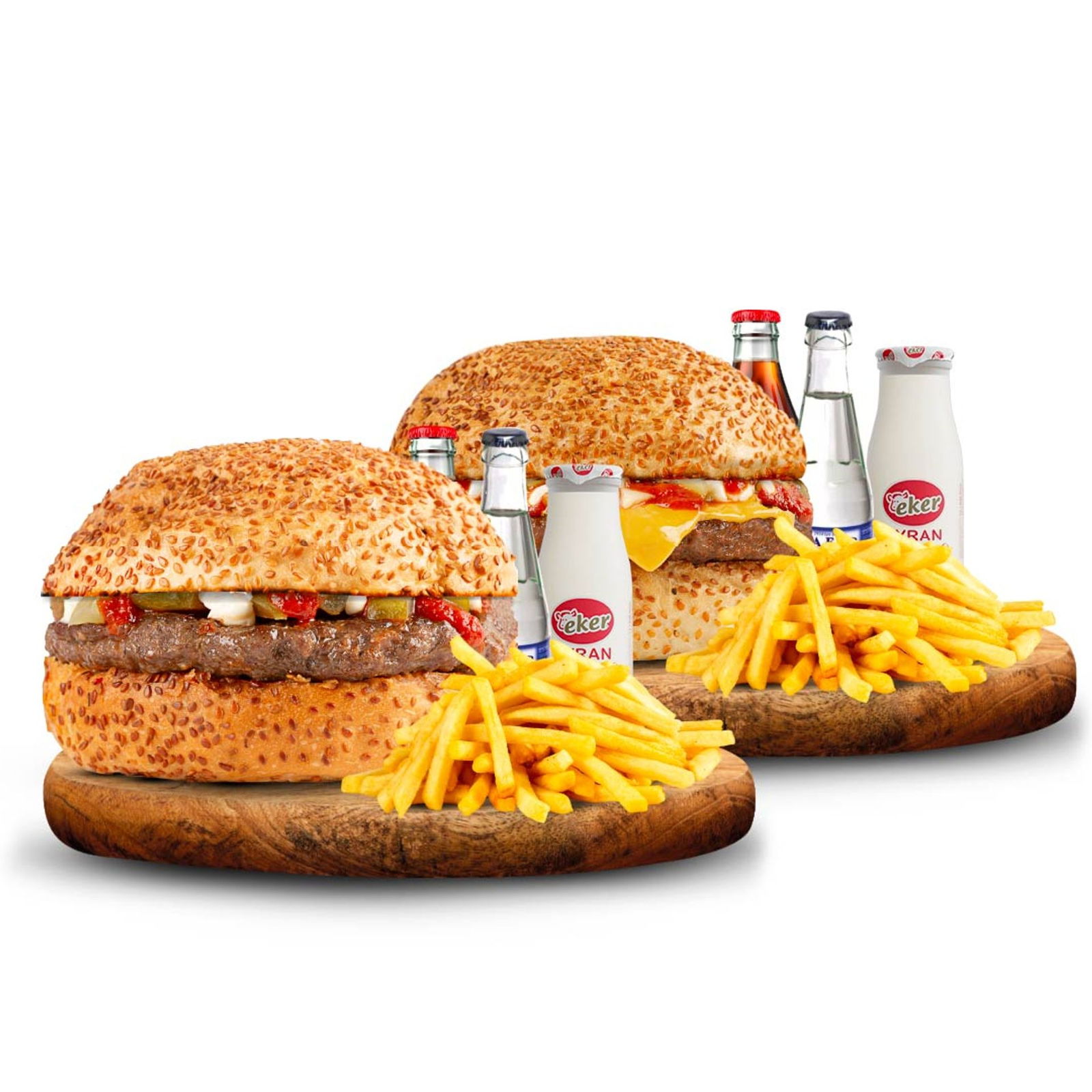 Hamburger Menü + Cheeseburger Menü