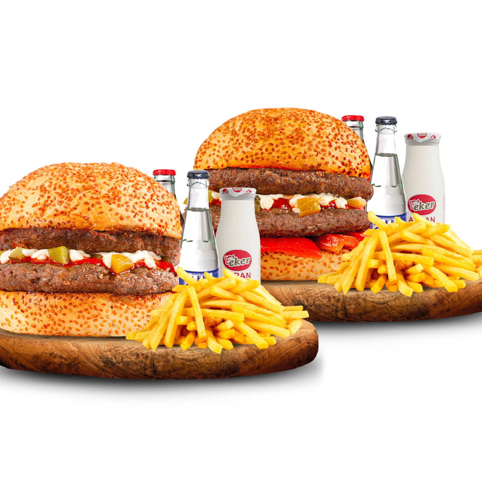 Double Burger Menü + Double Köz Burger Menü
