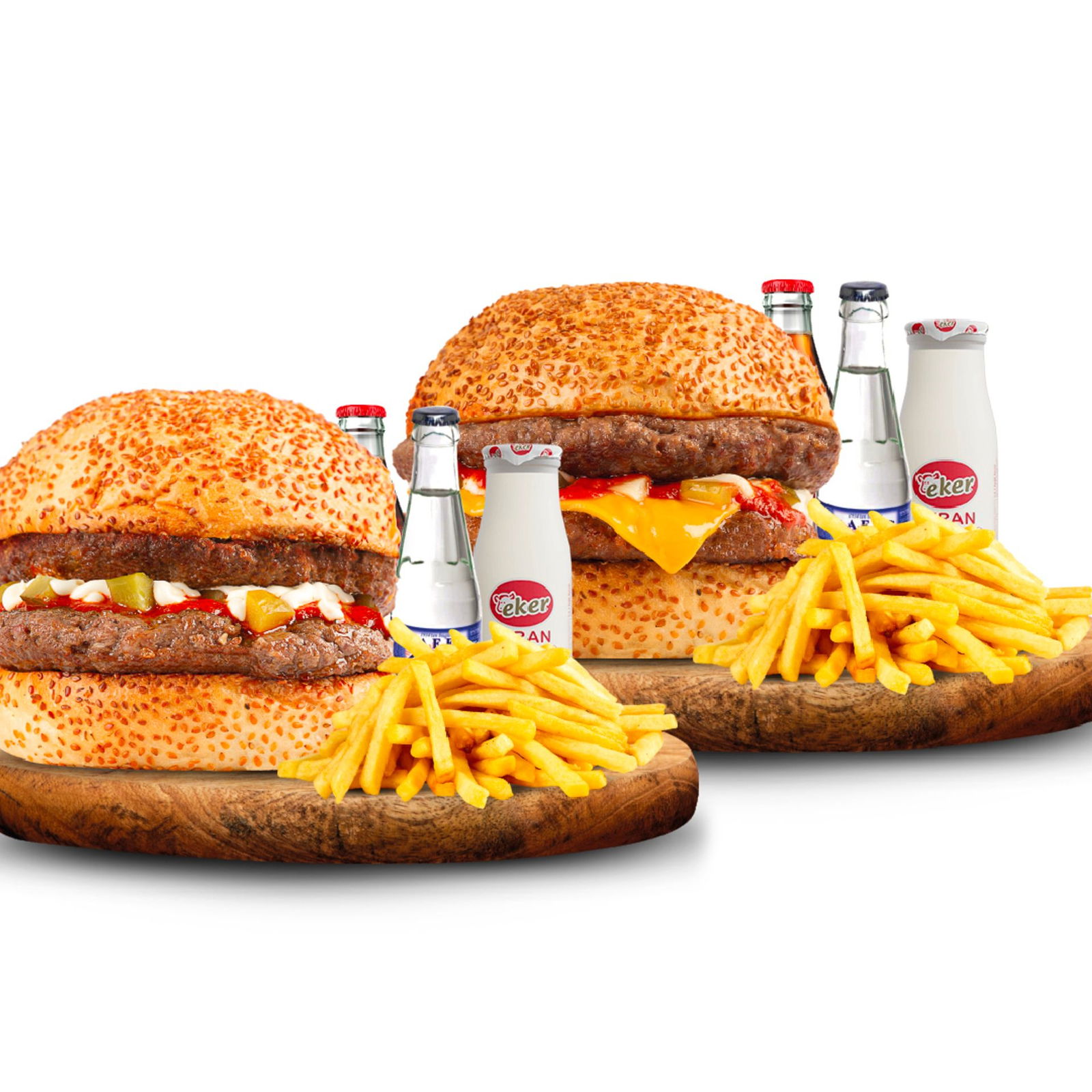 Double Burger Menü + Double Cheeseburger Menü
