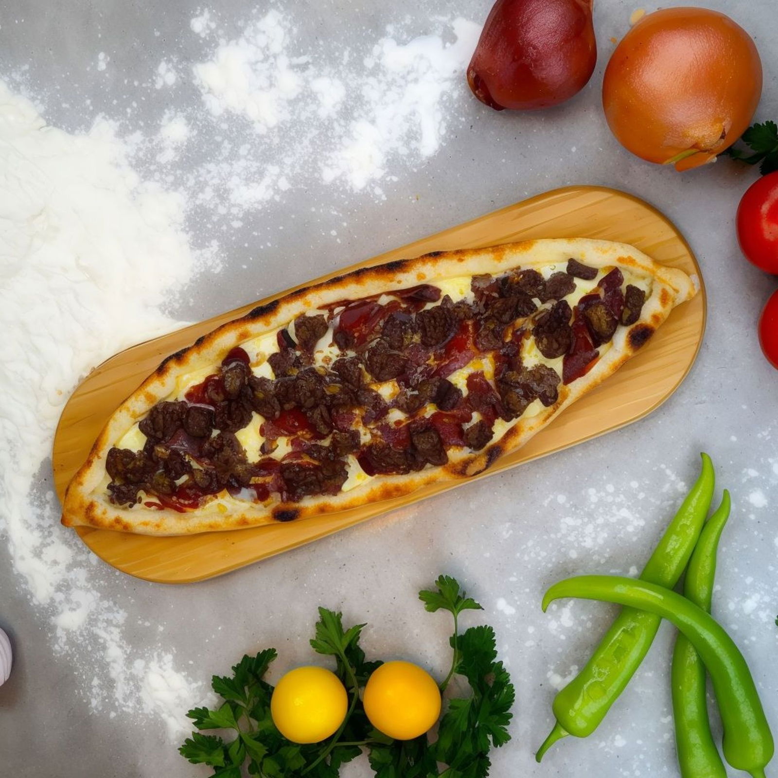 Pastırmalı Kaşarlı Pide (Açık)