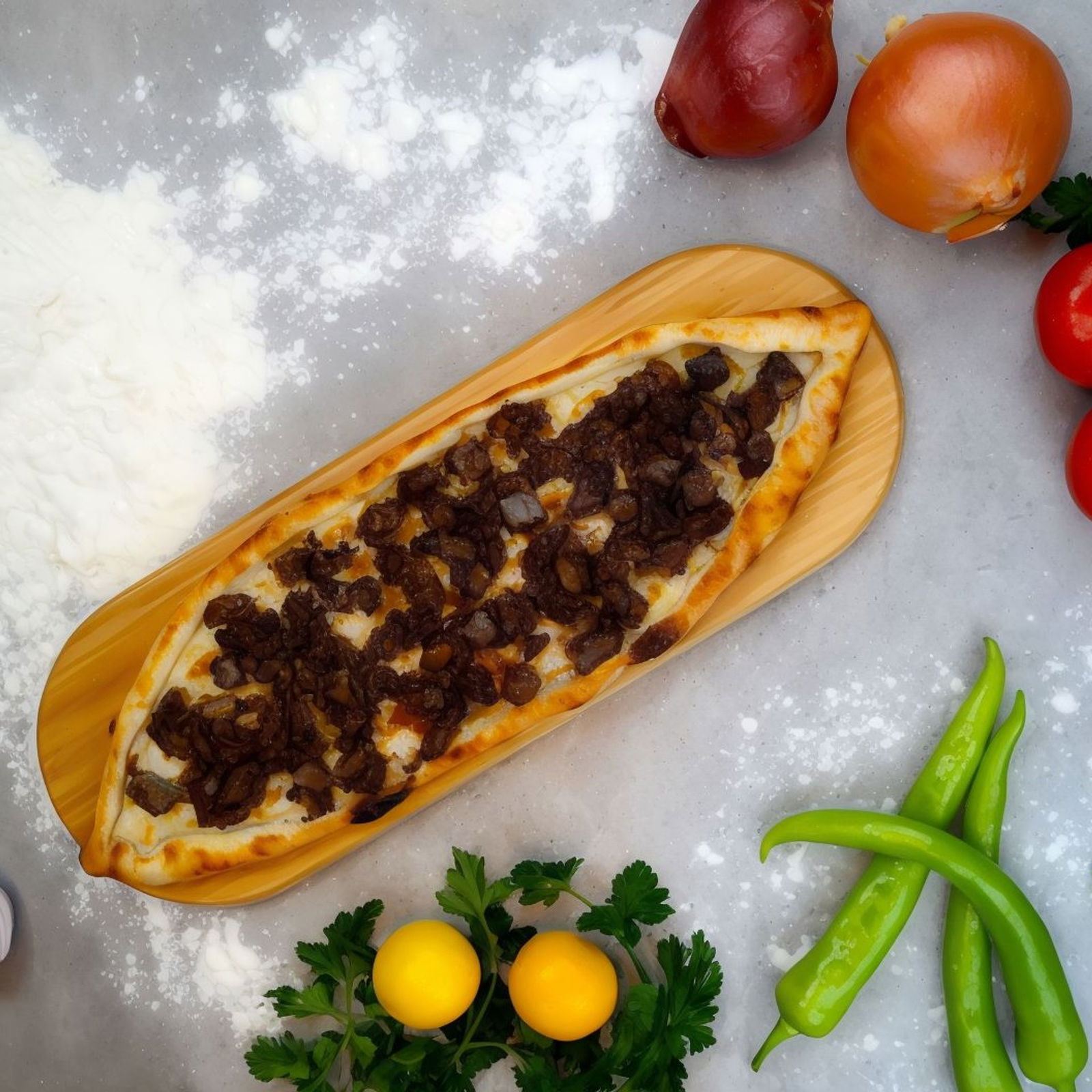 Kıymalı Kavurmalı Pide (Açık)