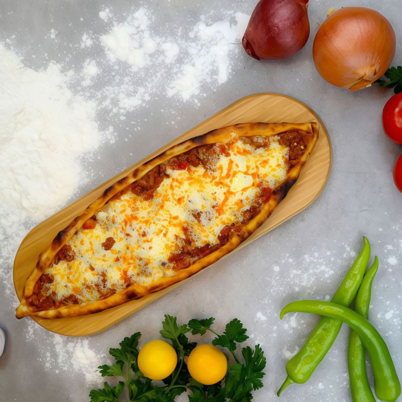 Kuşbaşılı Kaşarlı Pide (Açık)