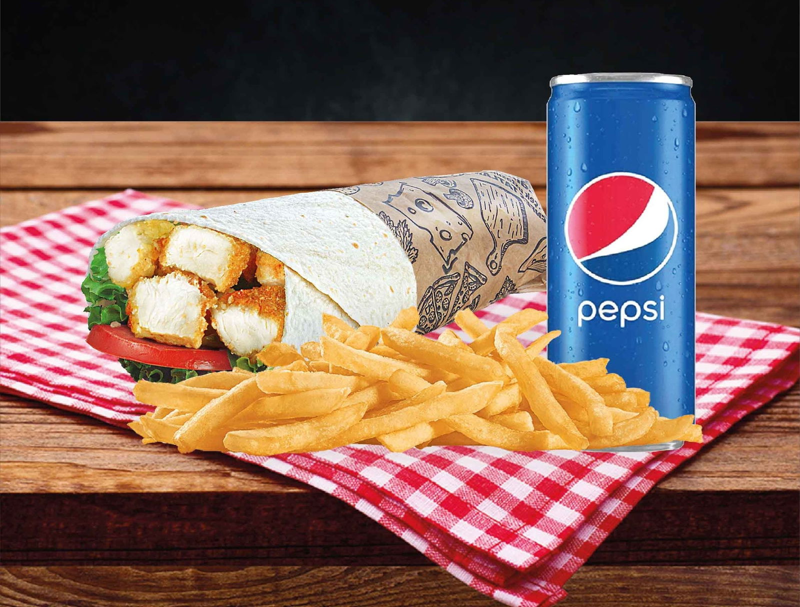 Klasik Küp Tavuklu Wrap Menü
