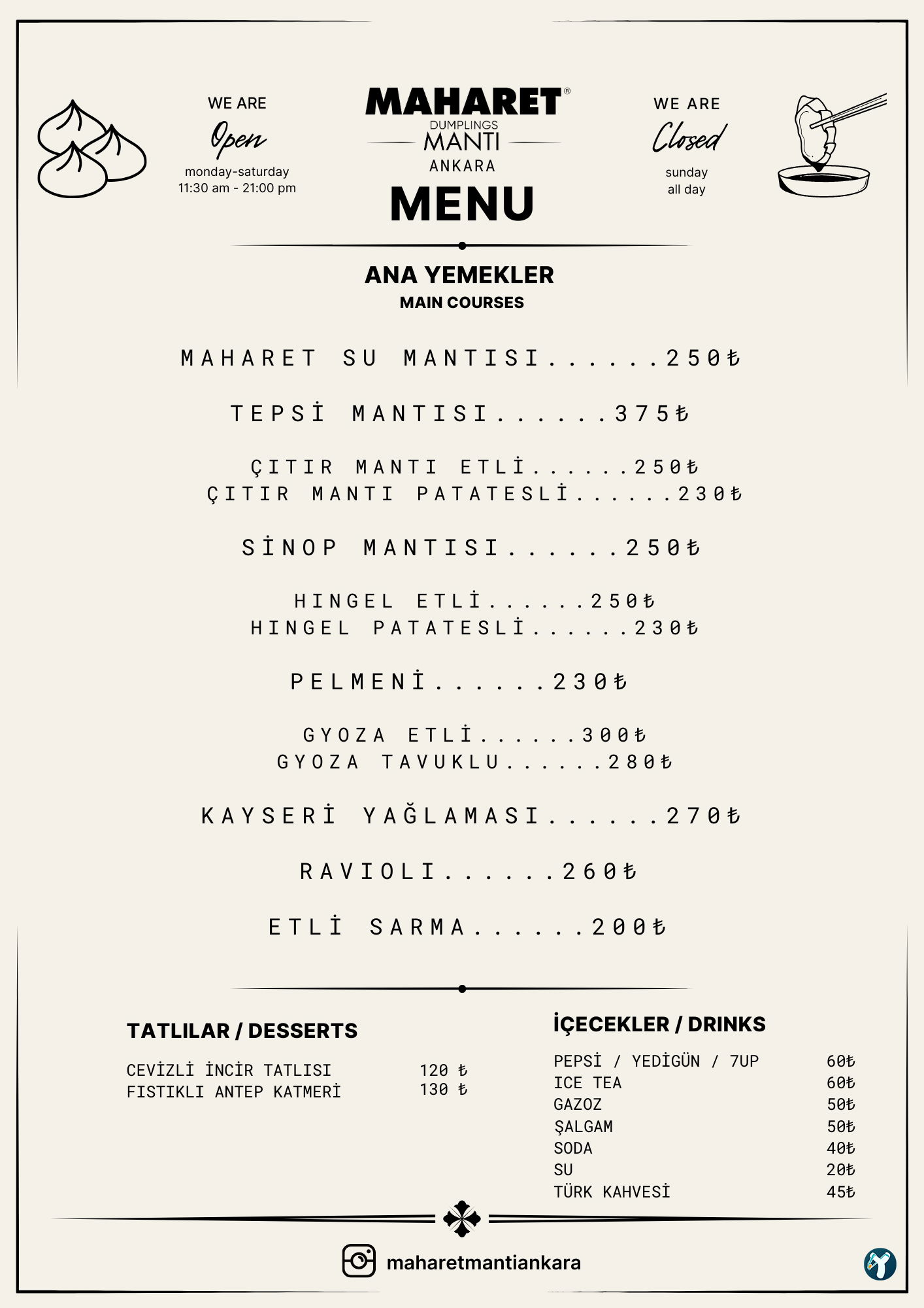 Maharet Mantı Ankara & Kayseri Yağlaması