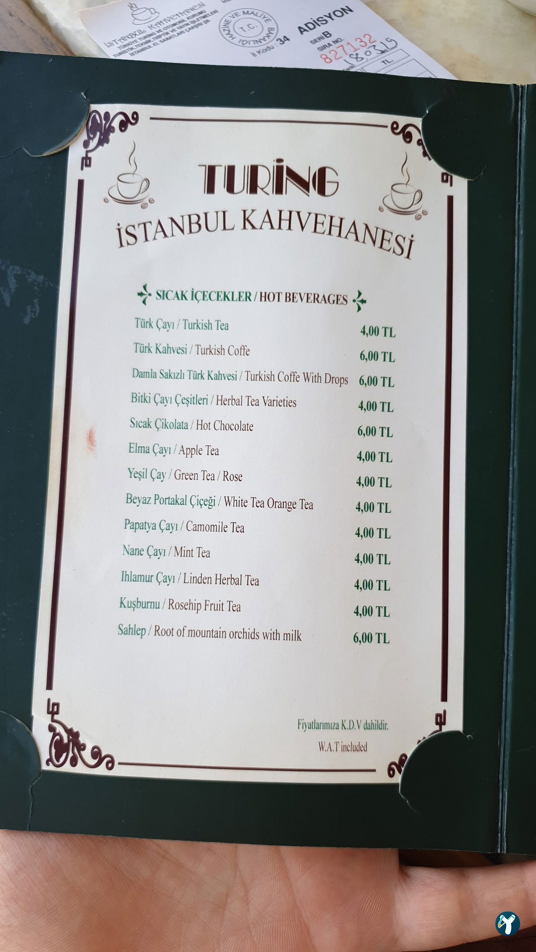 Turing Istanbul Kahvehanesi (Adisyon)