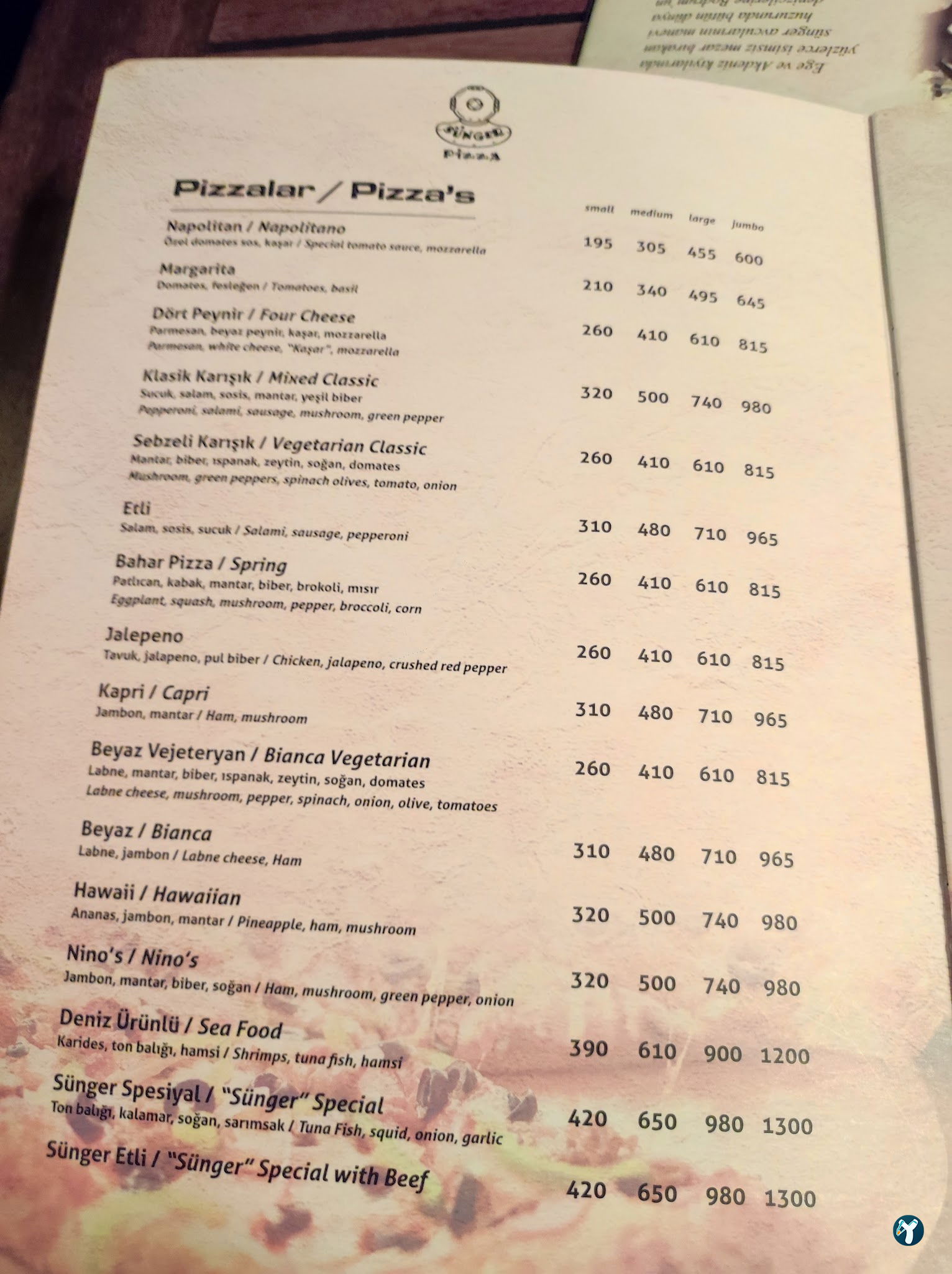Sünger Pizza Restaurant