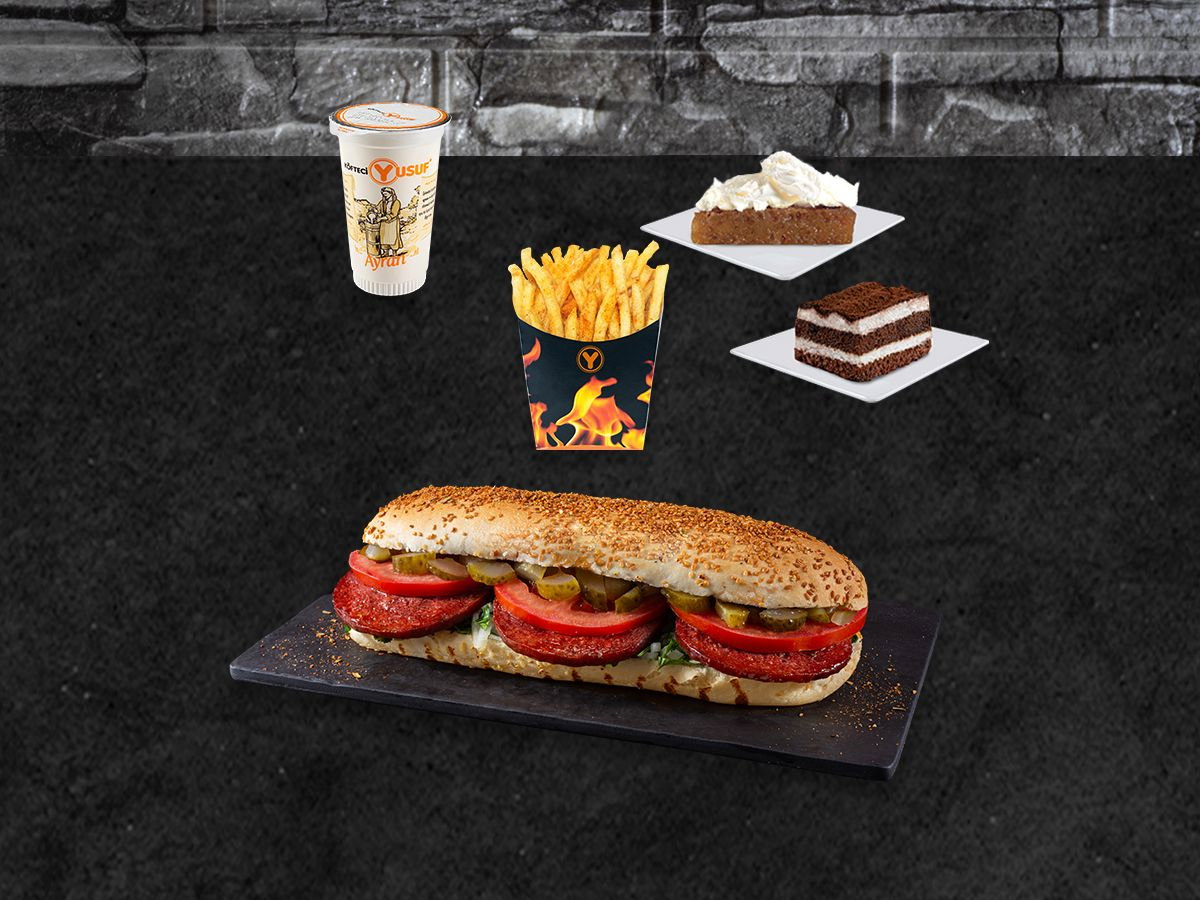 Dört Dörtlük Yarım Porsiyon Ekmek Arası Köfte Menü