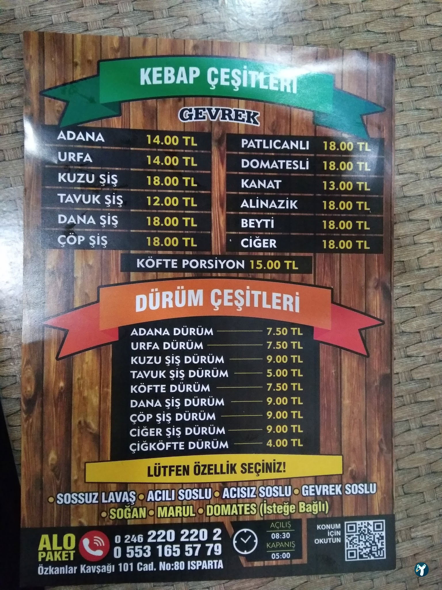 Gevrek Kebap Köfte Çorba Isparta