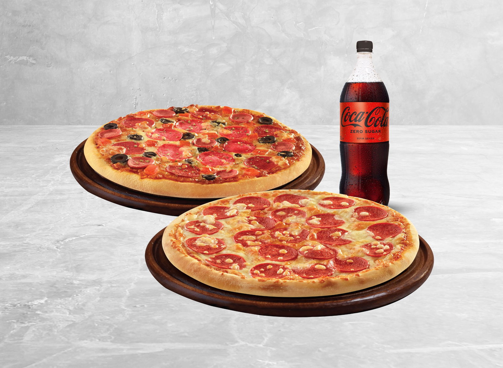 2'li Büyük Boy Pizza + Litrelik İçecek