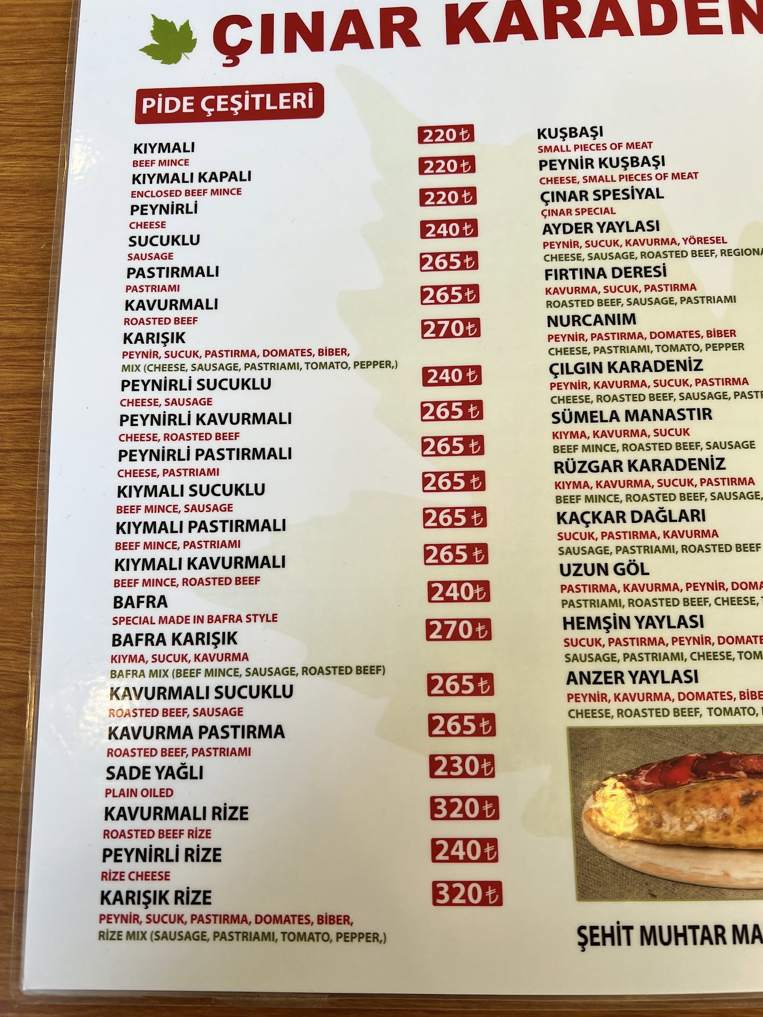 Çınar Karadeniz Pide Salonu