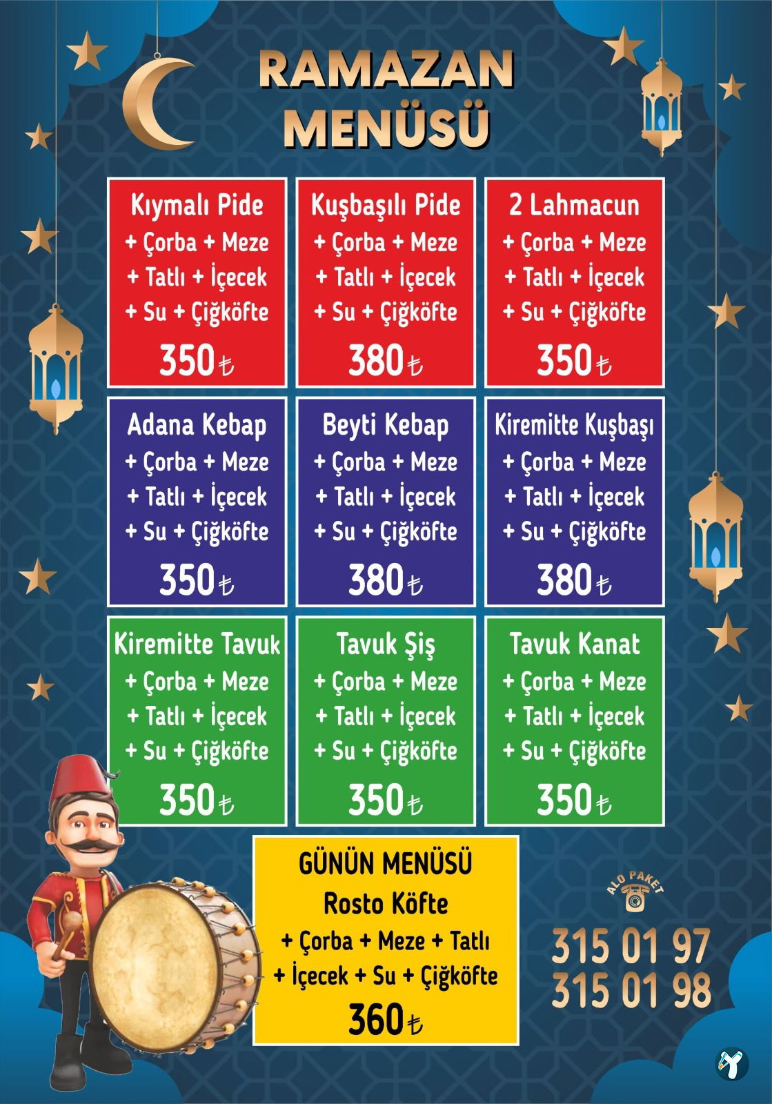 Damak Pide-Kebap-Döner-Sulu Yemek