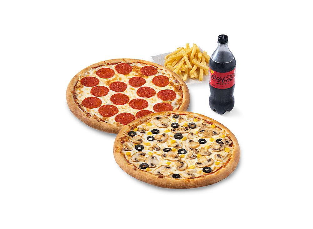 2 Orta Boy Pizza Menü + Patates