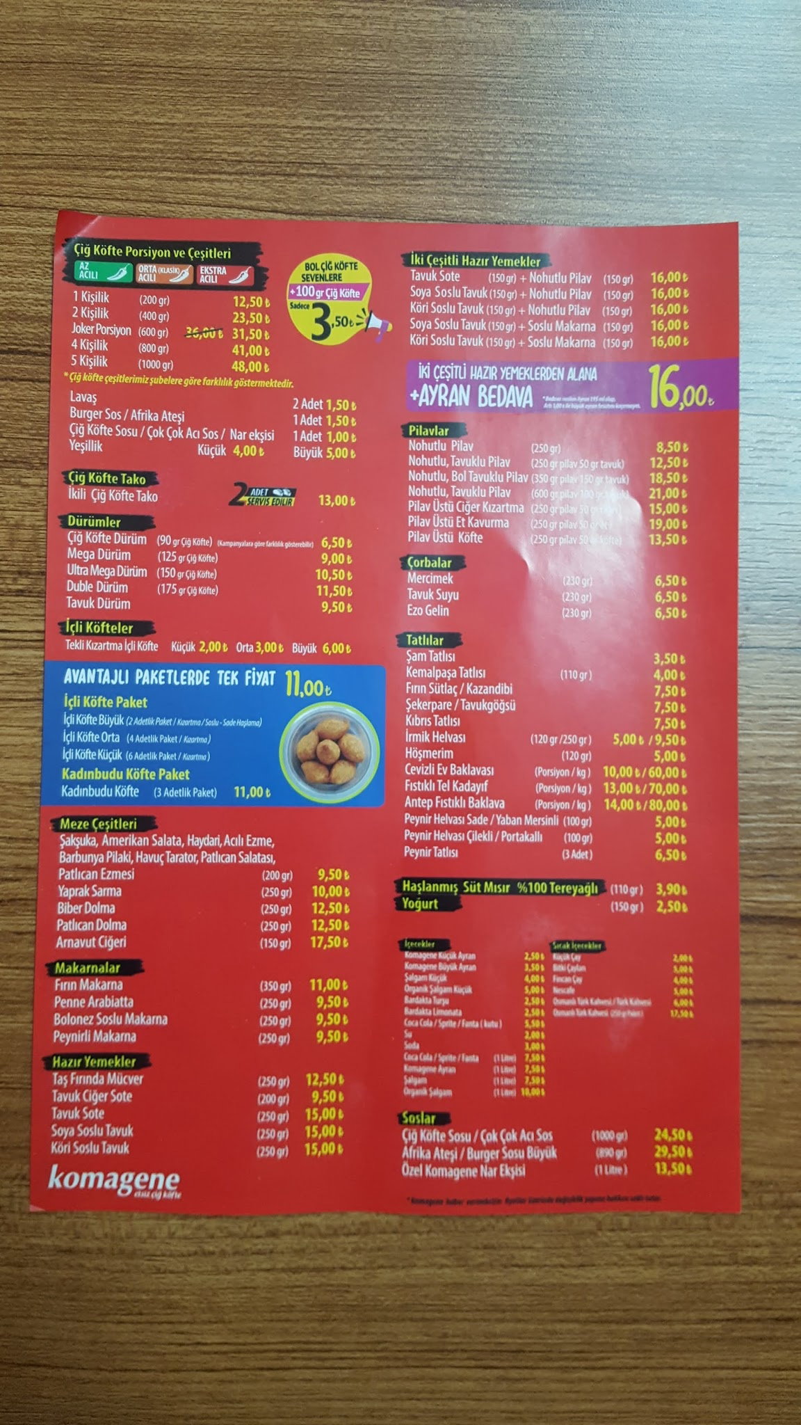 Pursaklar Saray Komagene Etsiz Çiğ Köfte