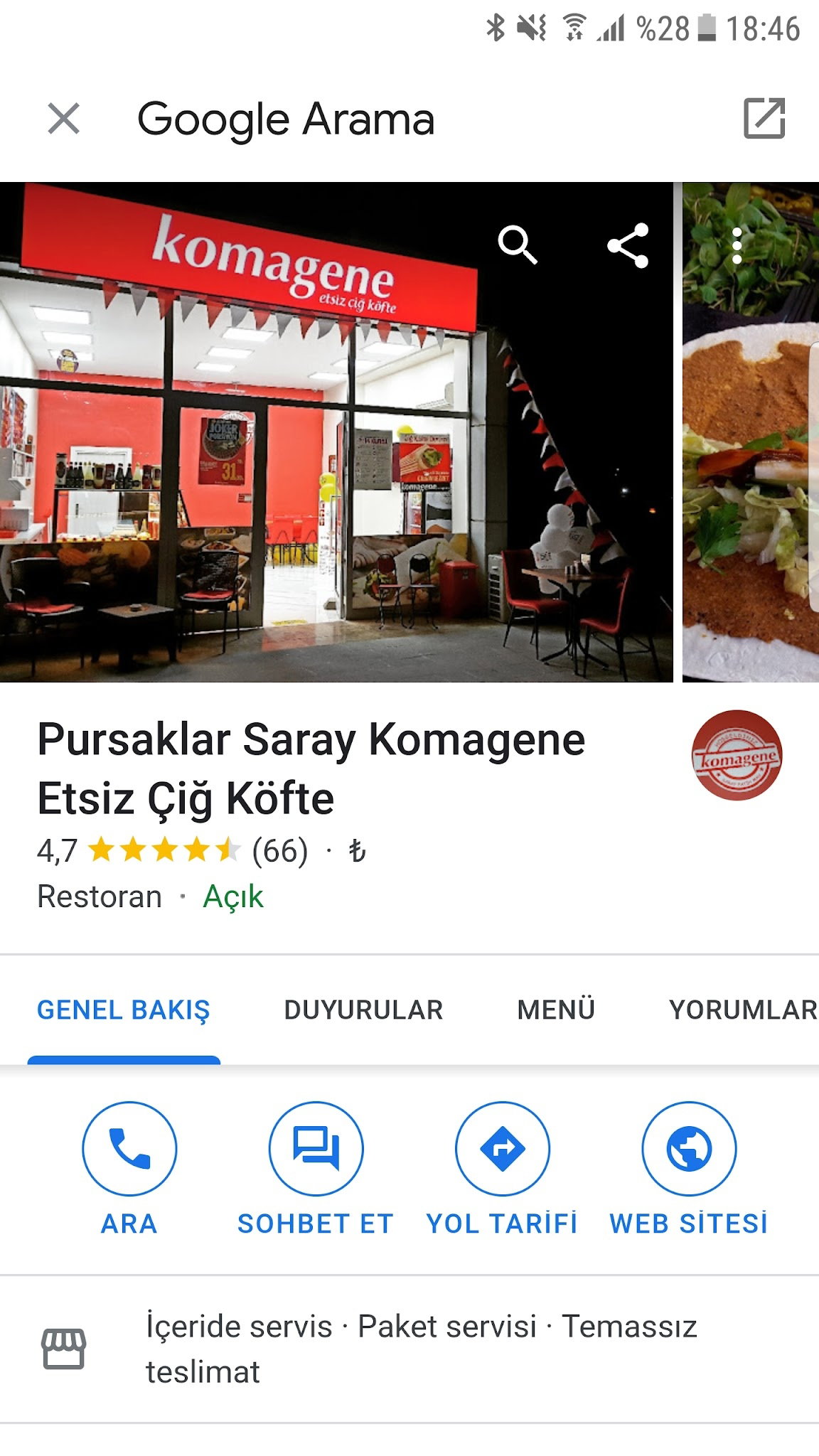 Pursaklar Saray Komagene Etsiz Çiğ Köfte