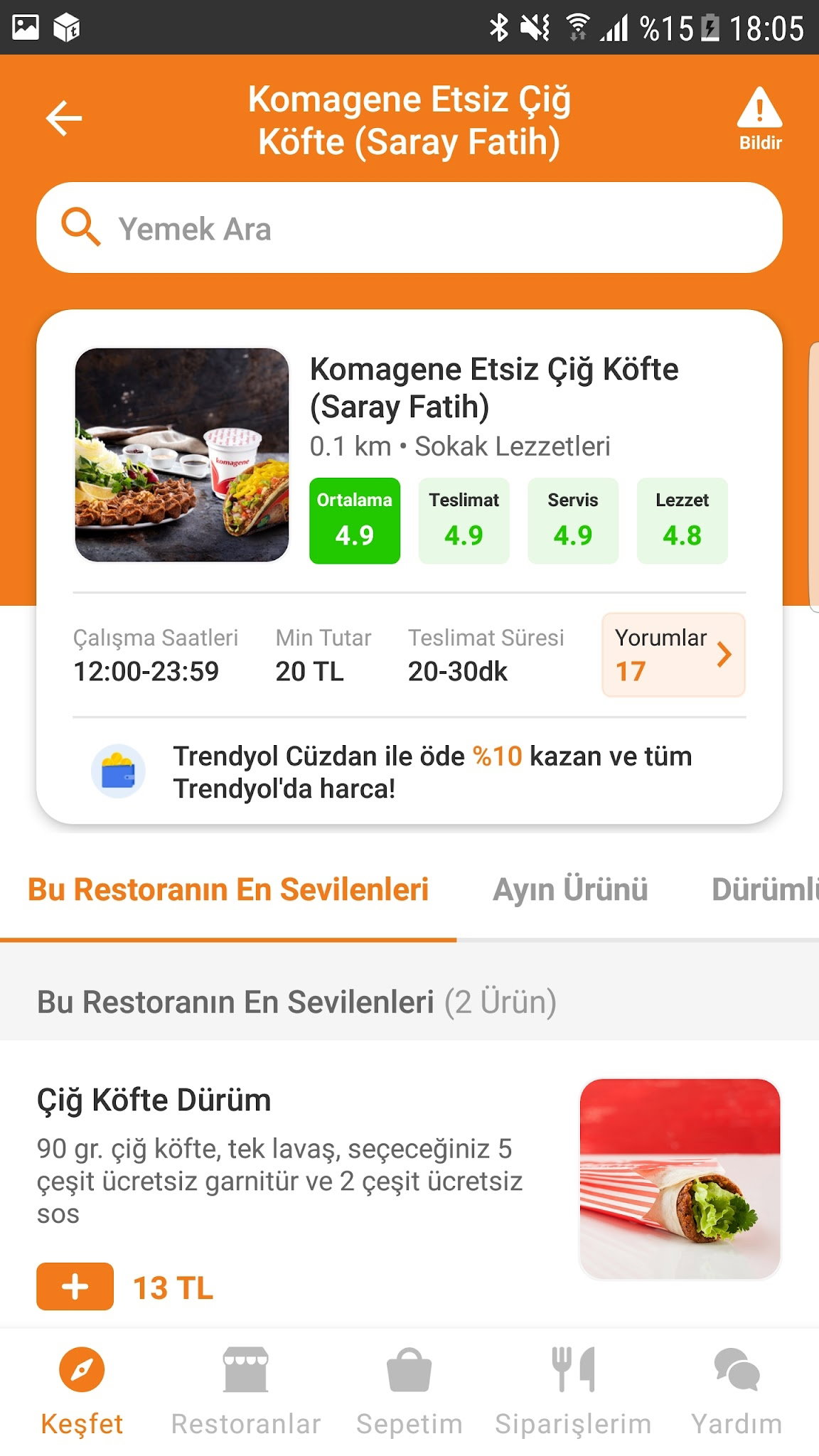 Pursaklar Saray Komagene Etsiz Çiğ Köfte