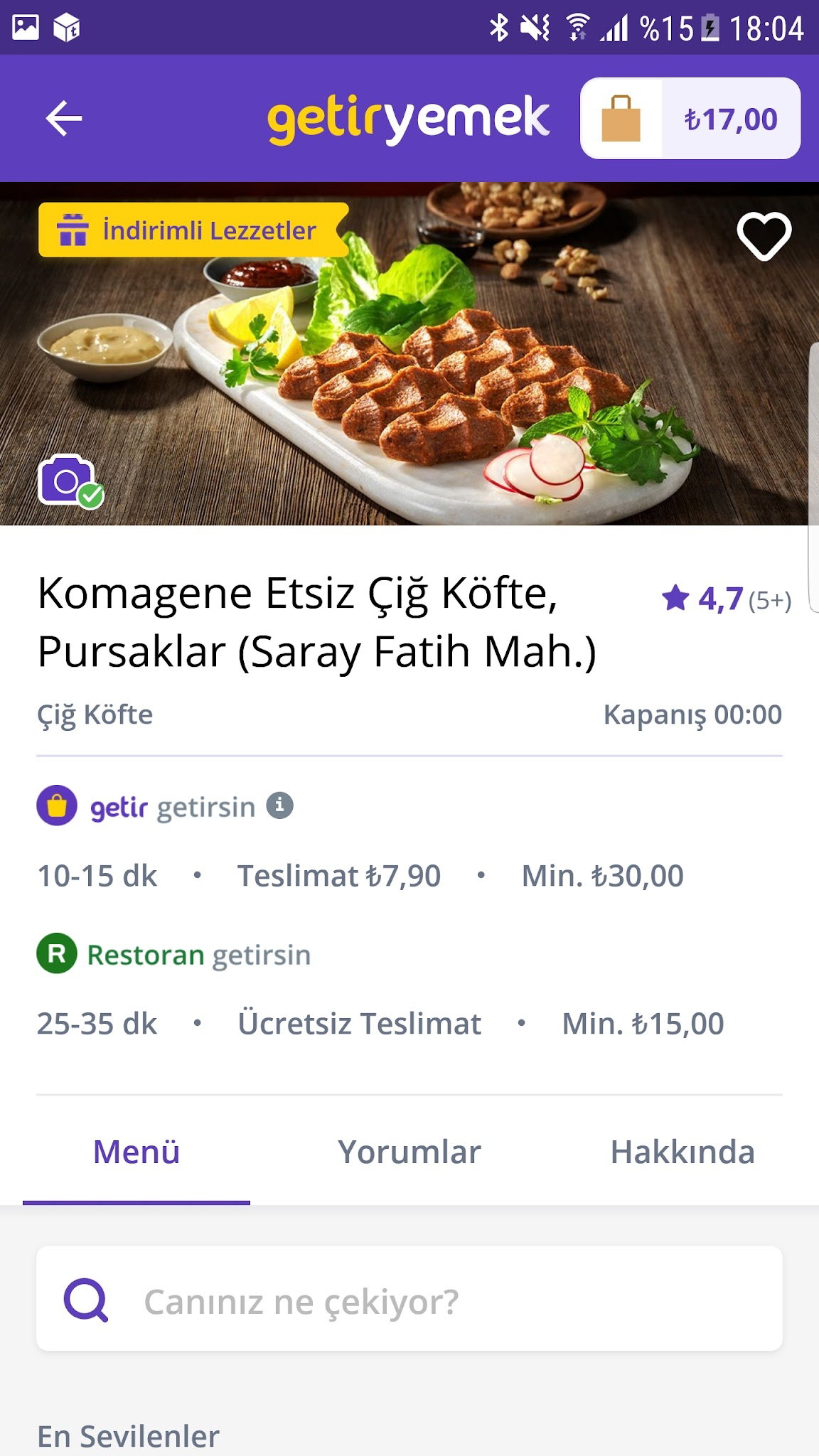 Pursaklar Saray Komagene Etsiz Çiğ Köfte