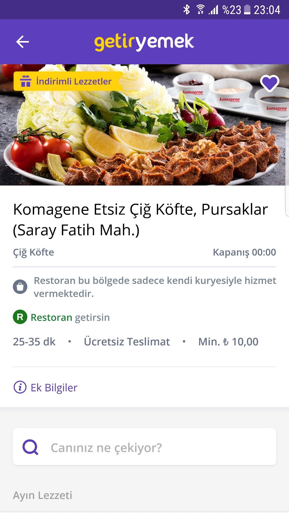 Pursaklar Saray Komagene Etsiz Çiğ Köfte