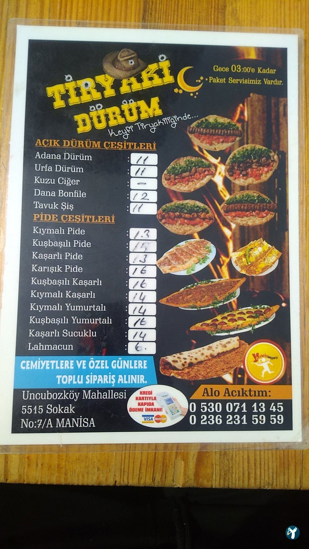 Tiryaki Dürüm Lahmacun Pide