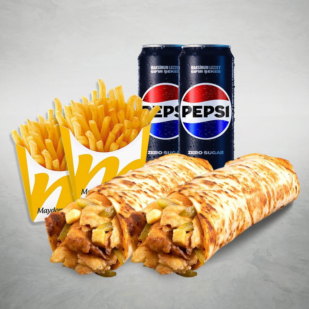 2'li Tavuk Döner Medium Dürüm Menü