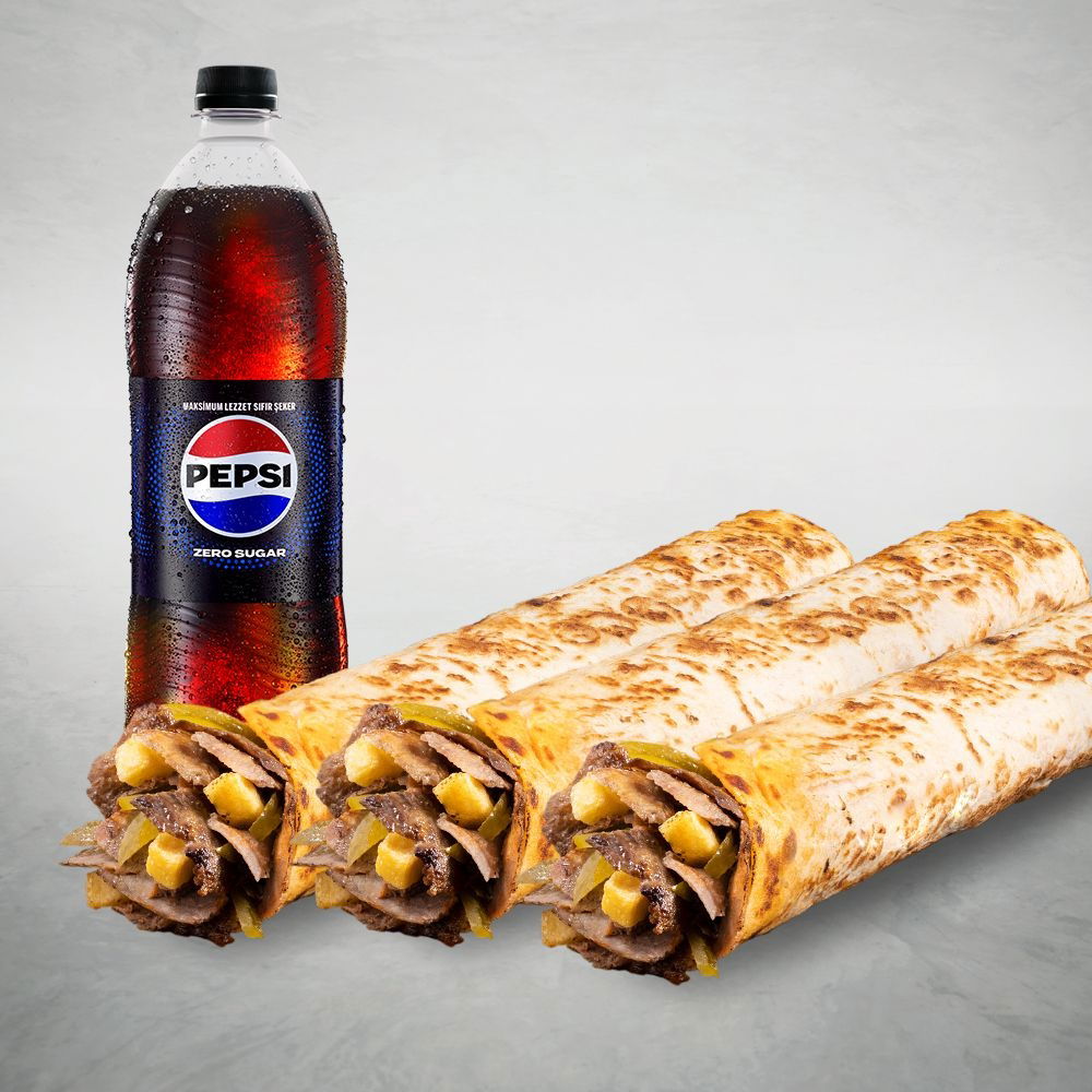 3'lü Et Döner Large Dürüm Menü