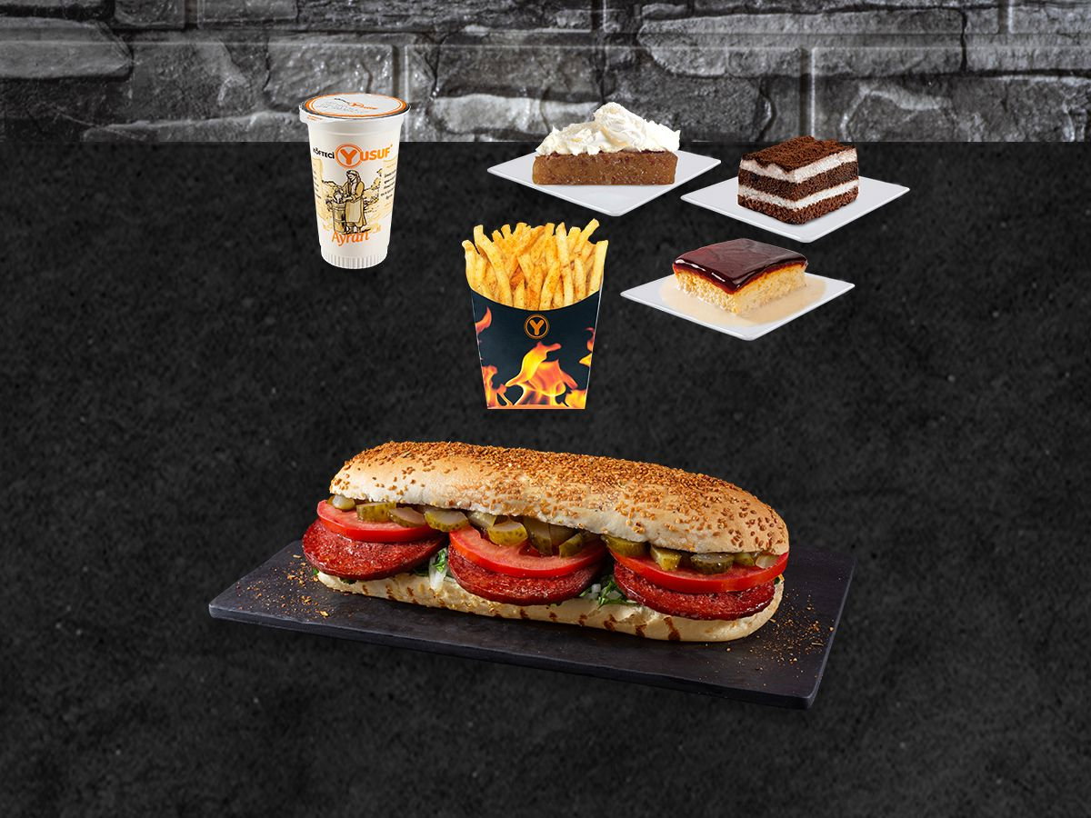 Dört Dörtlük Yarım Porsiyon Ekmek Arası Sucuk Menü