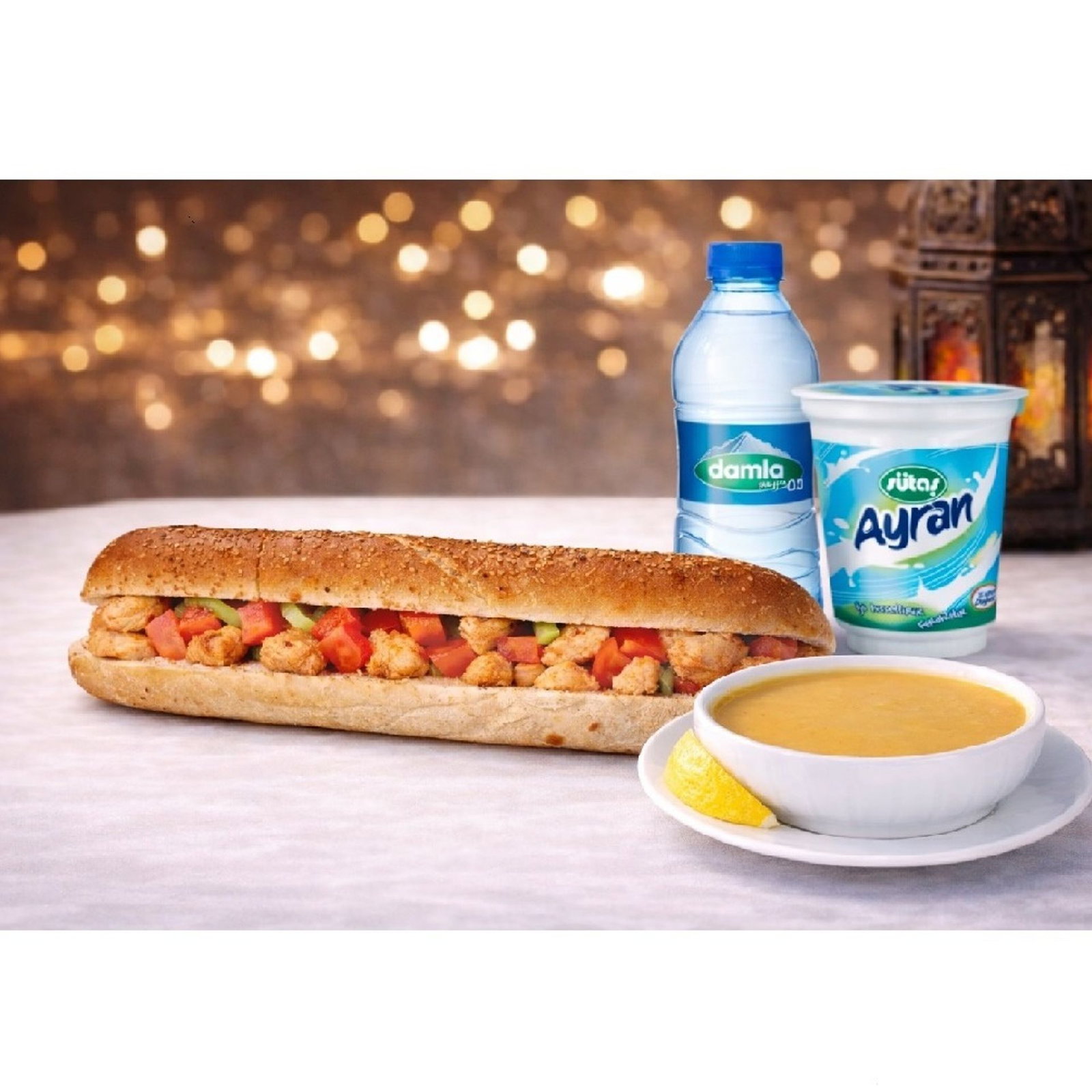 Tavuk Ekmek +Çorba + Ayran + Su 