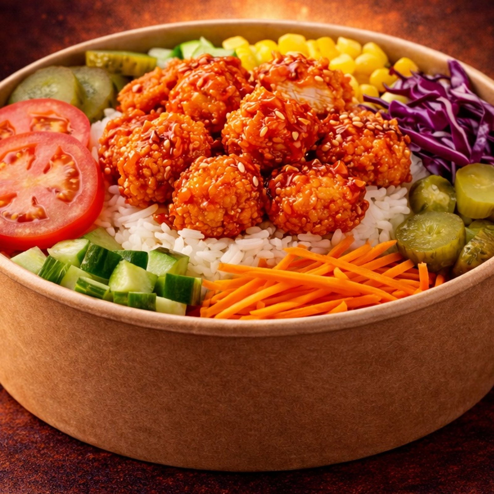 Küçük Çanakta Hot Chili Soslu Çıtır Tavuk