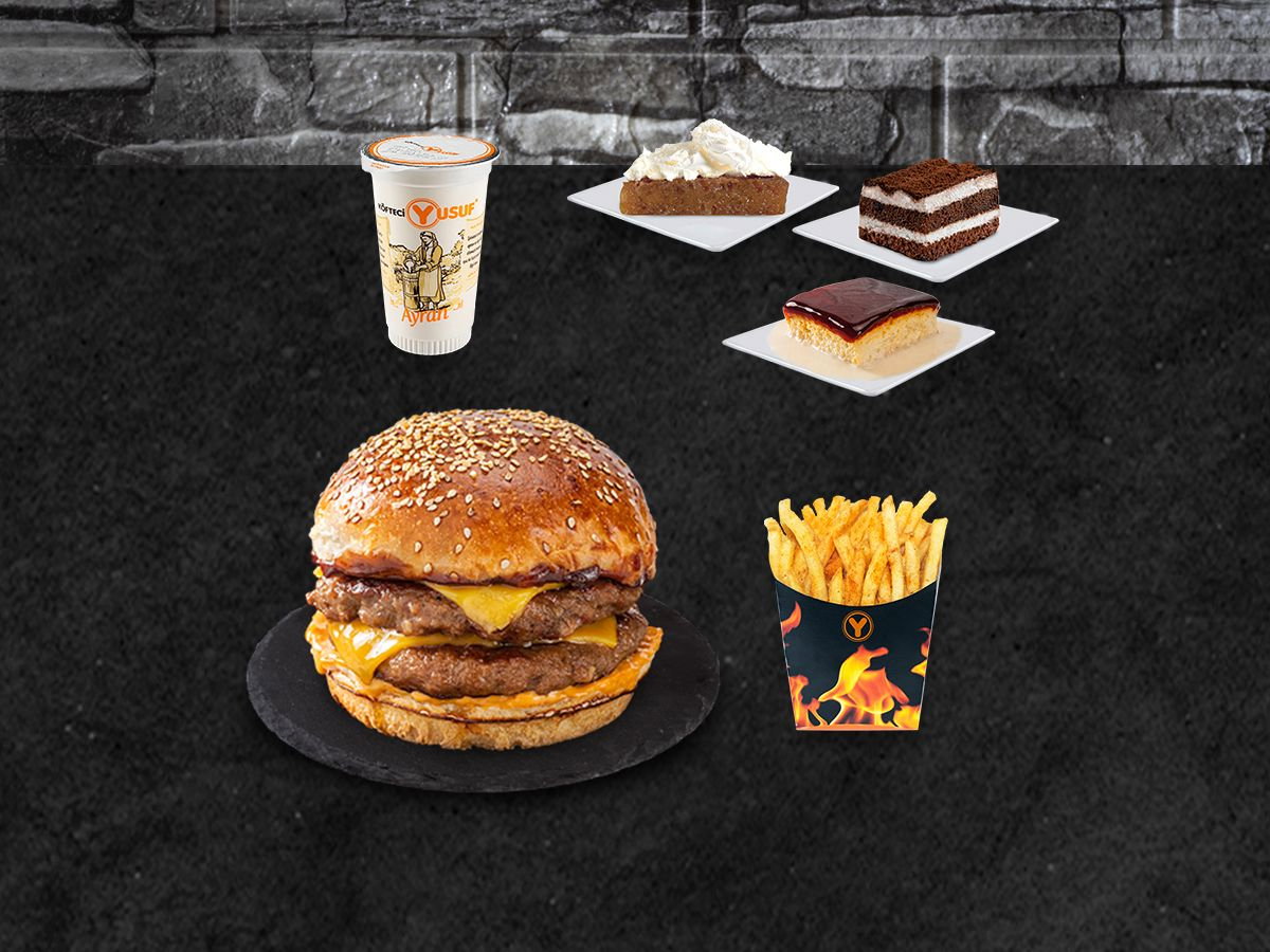 Burger (Çift Köfte) Dört Dörtlük Menü