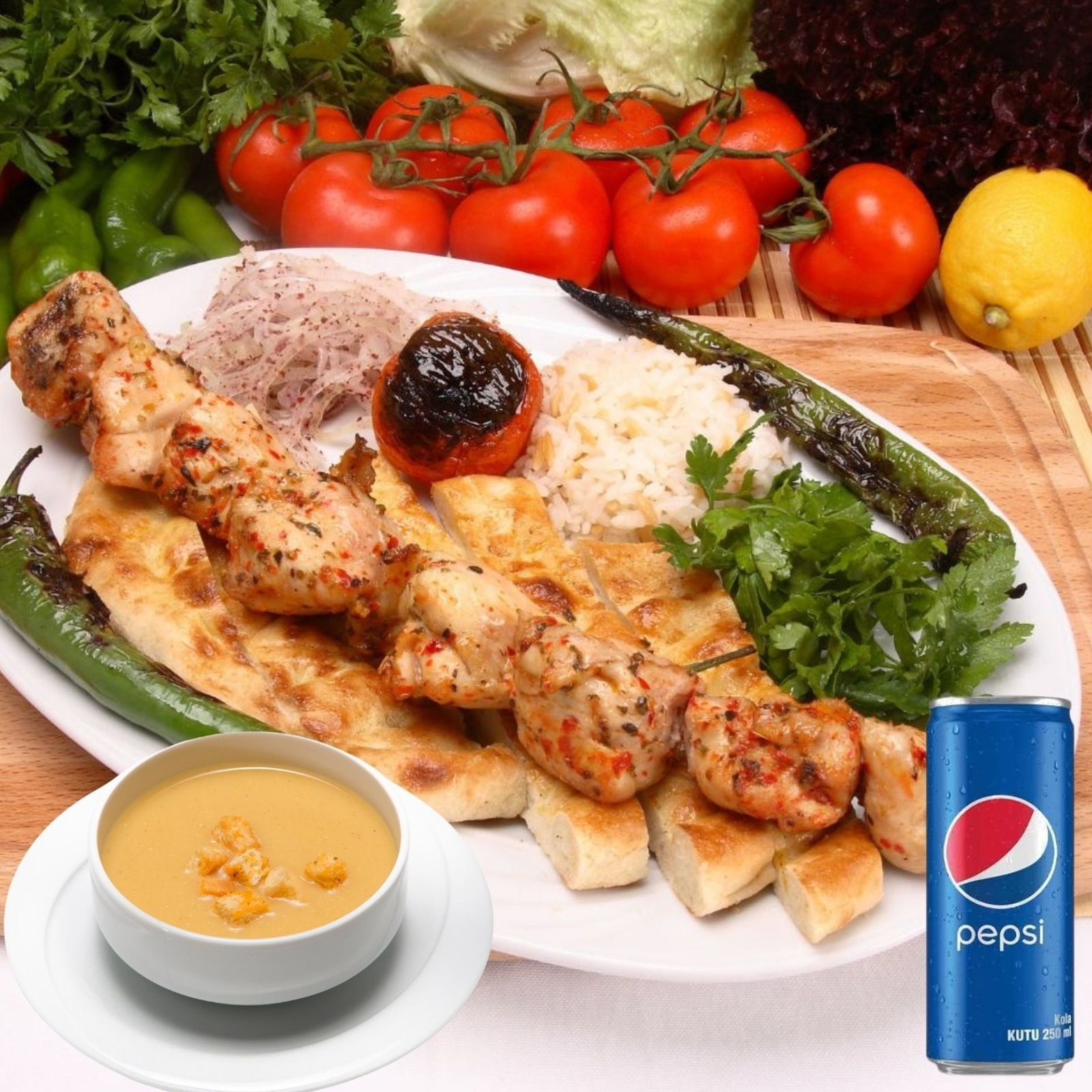 Günün Çorbası & Tavuk Şiş Dürüm Menü