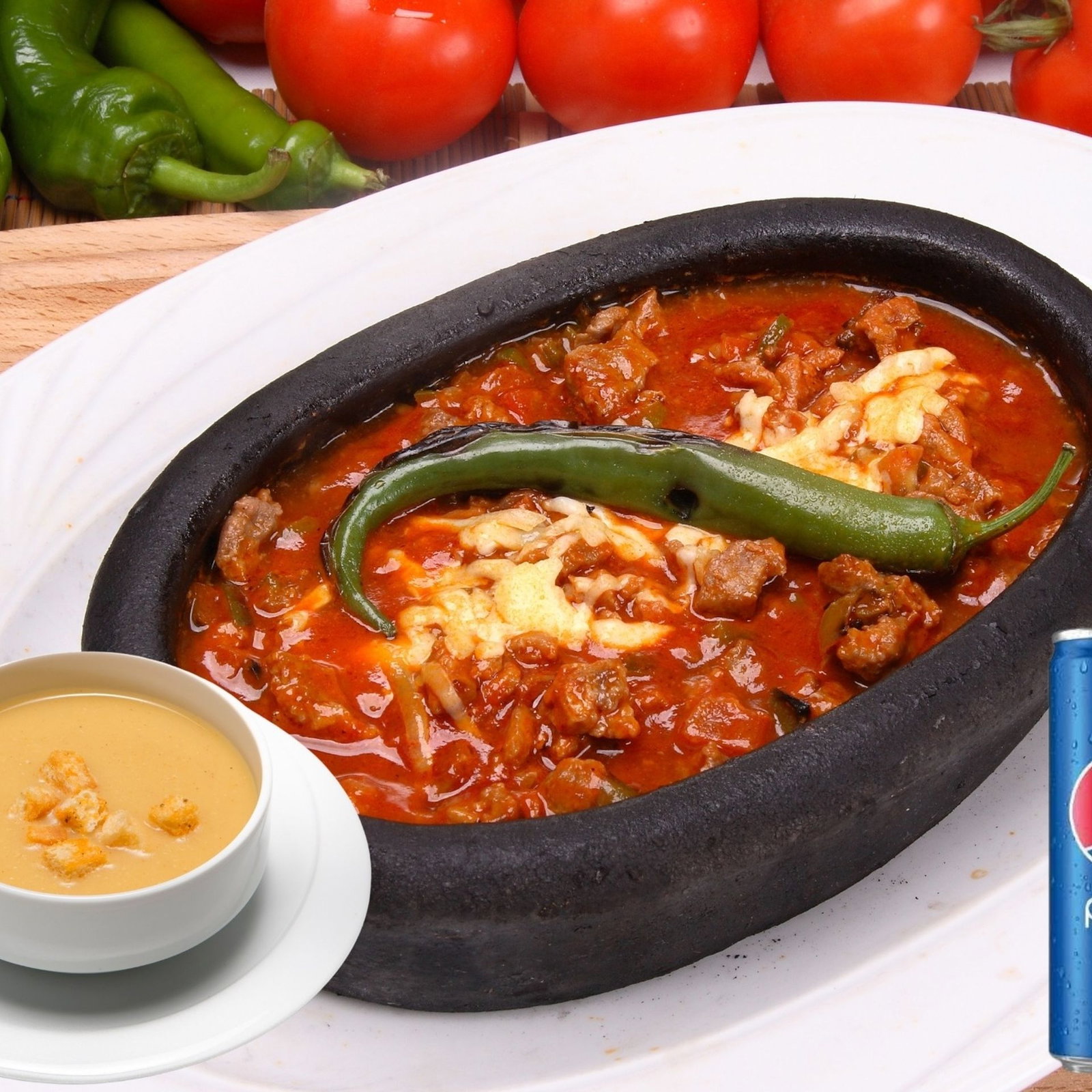 Çorba + Kiremitte Kuşbaşı & Soft İçecek Menü
