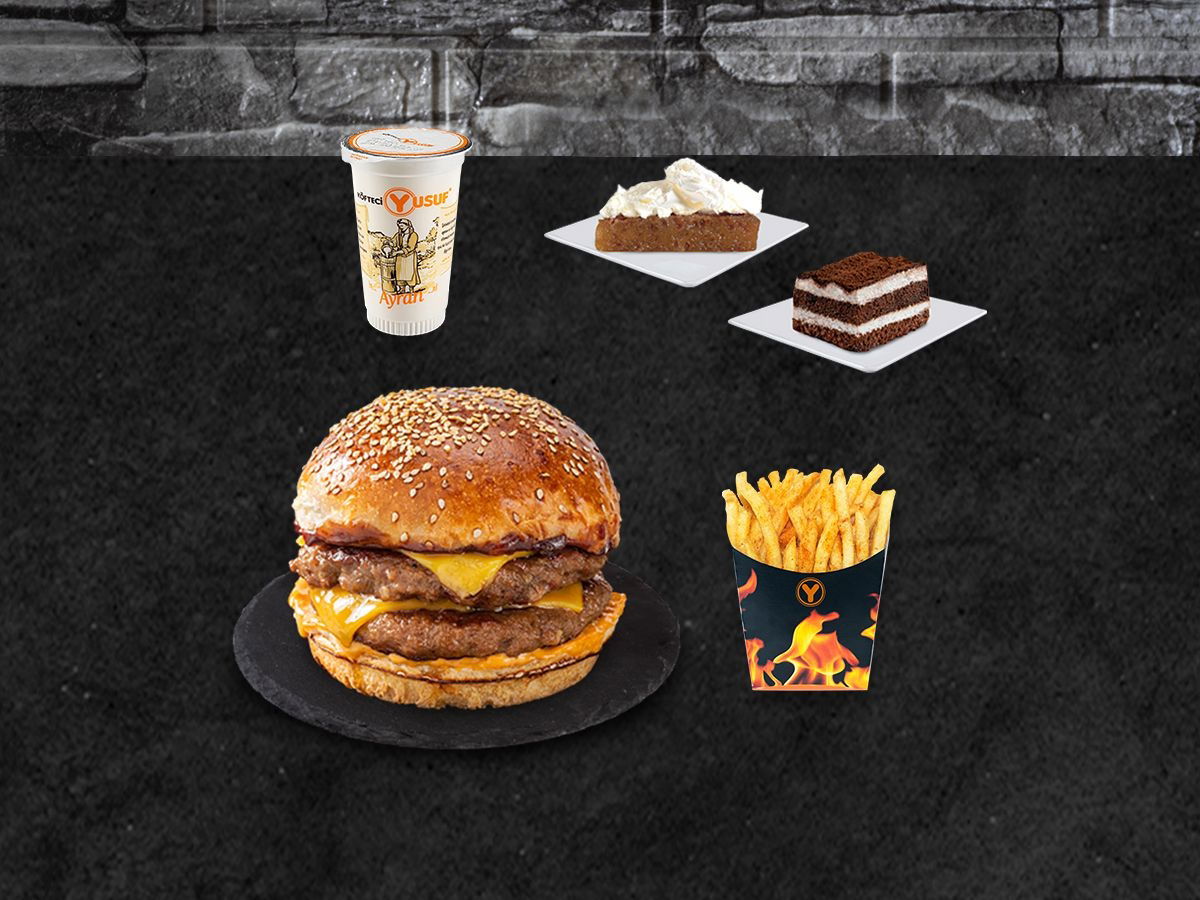 Burger (Çift Köfte) Dört Dörtlük Menü