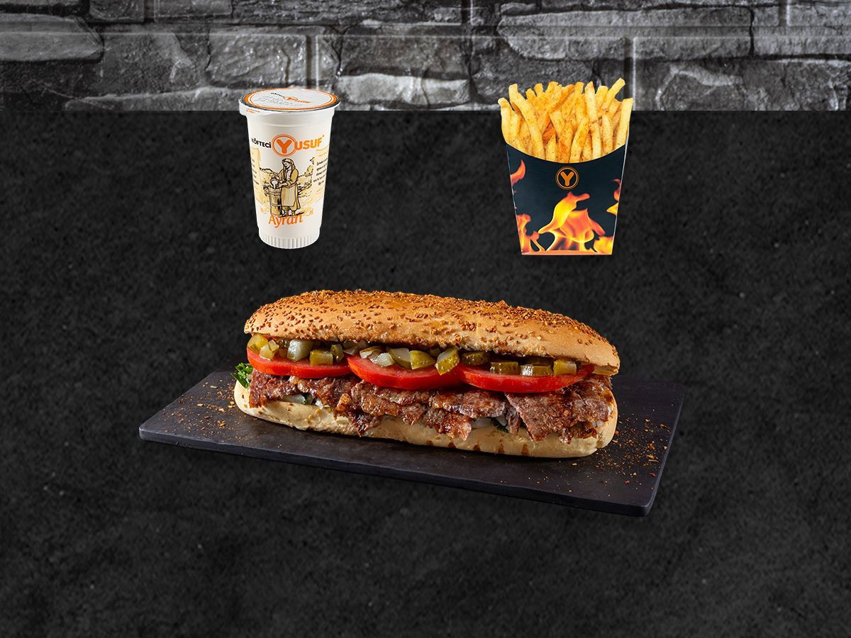 Patatesli Yarım Porsiyon Ekmek Arası Döner Menü