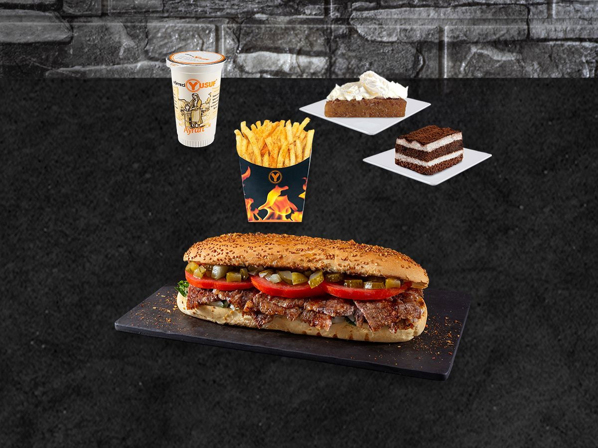 Dört Dörtlük Yarım Porsiyon Ekmek Arası Döner Menü