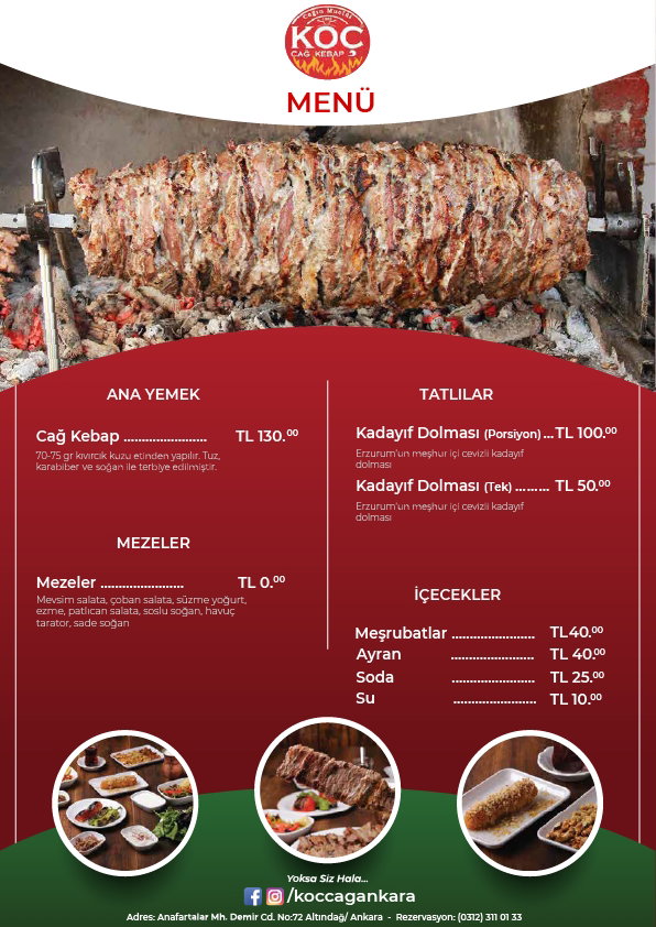 Koç Cağ Kebap Ankara Mustafa Kemal- Cağ Kebabı Ankara
