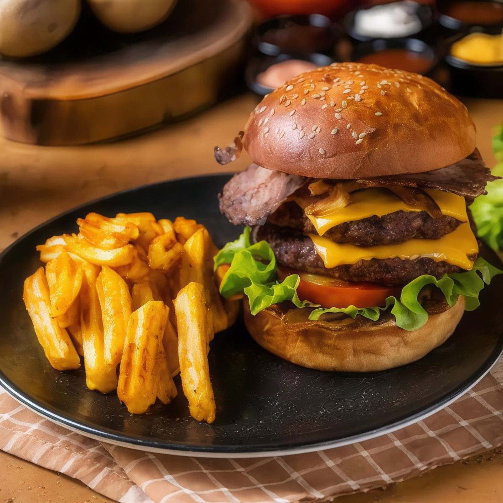 Mega Burger (300 gr.) & Patates Kızartması