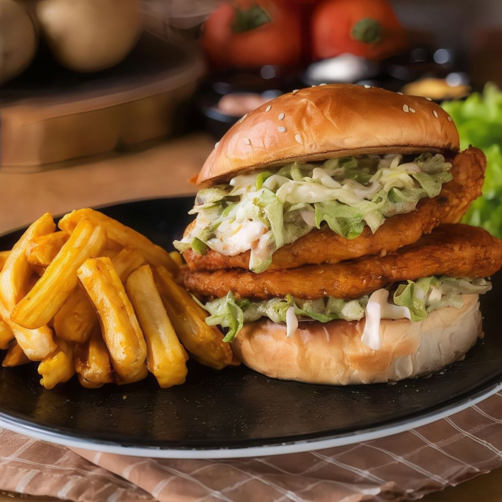 Çıtır Tavuk Burger & Patates Kızartması