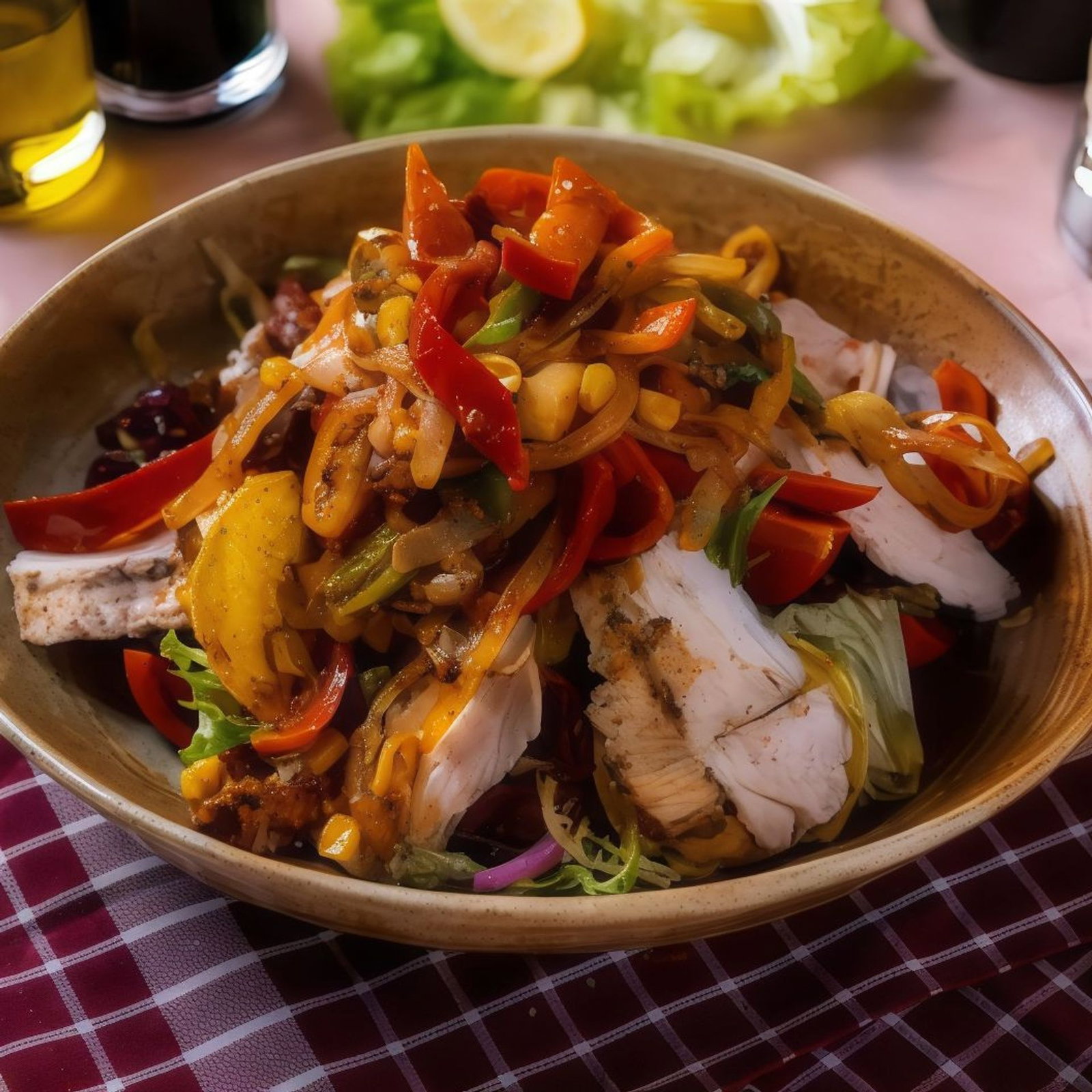 Meksika Usulü Acılı Tavuklu Sıcak Salata