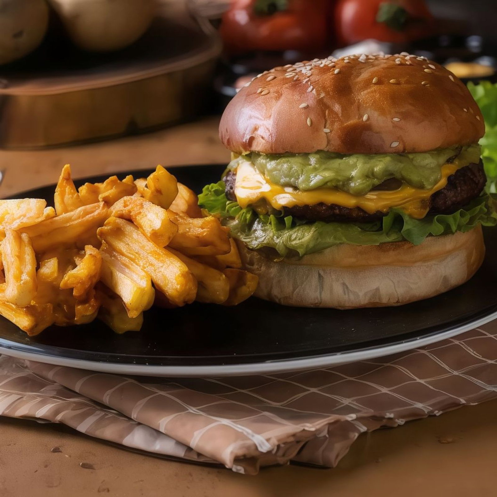 Acılı Avokadolu Burger & Patates Kızartması