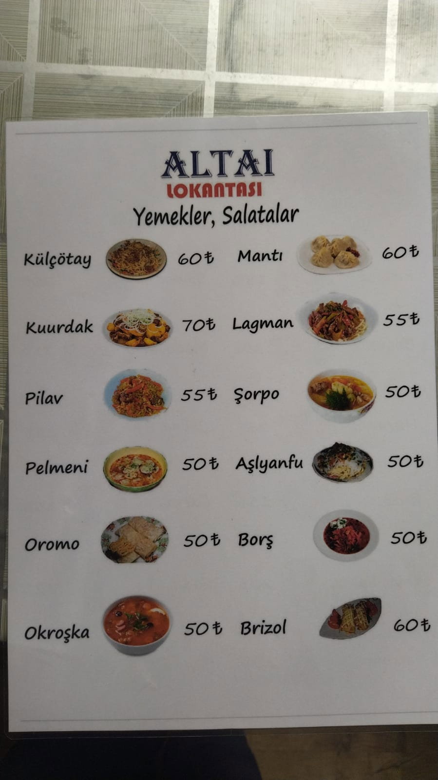 Altay Orta Asya Sofrasi