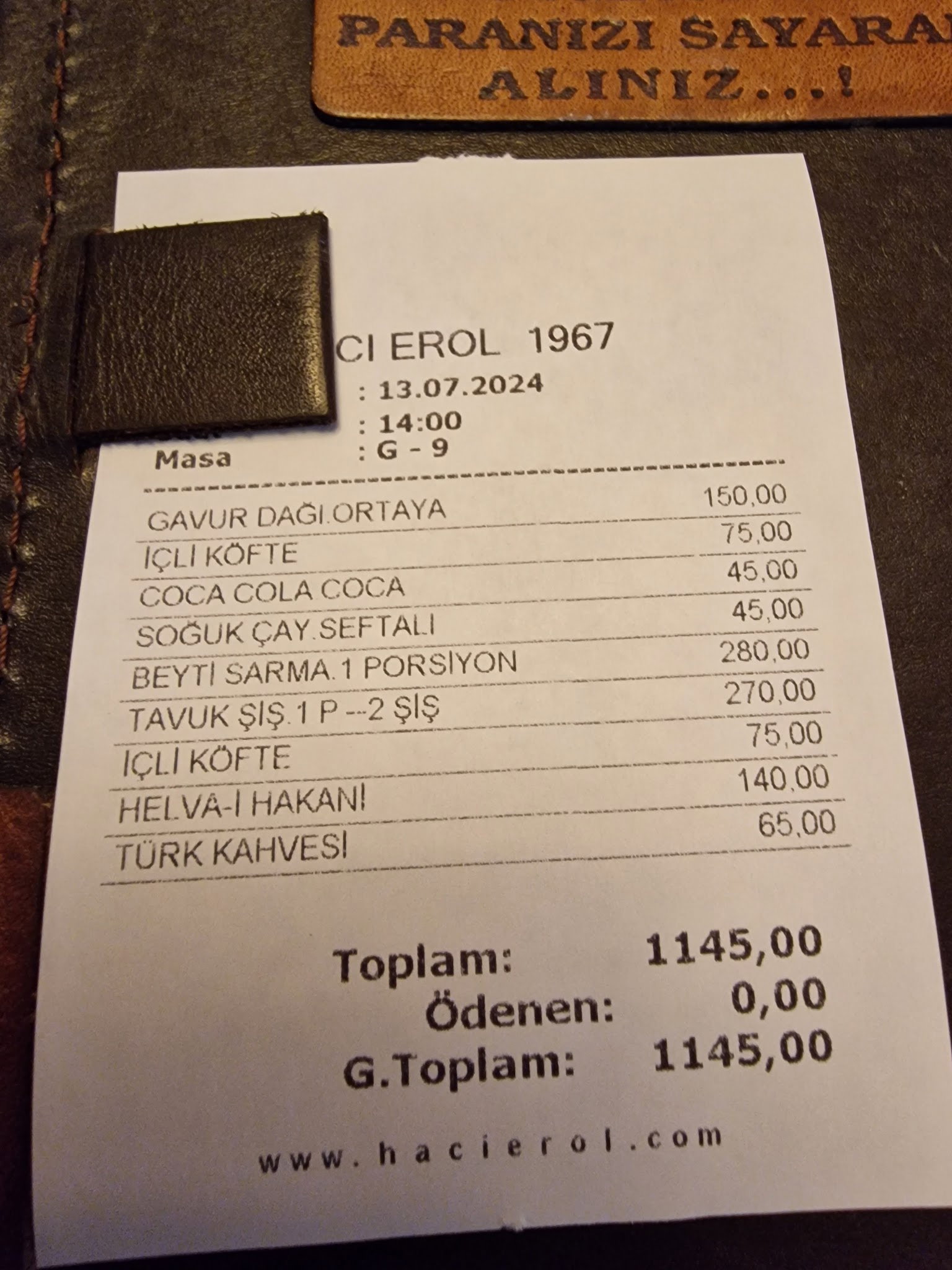 Hacı Erol Et Lokantası | 1967