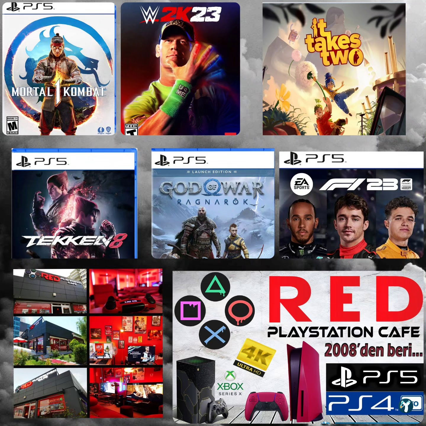 Red Playstation Cafe Ps5 Pro & Xbox