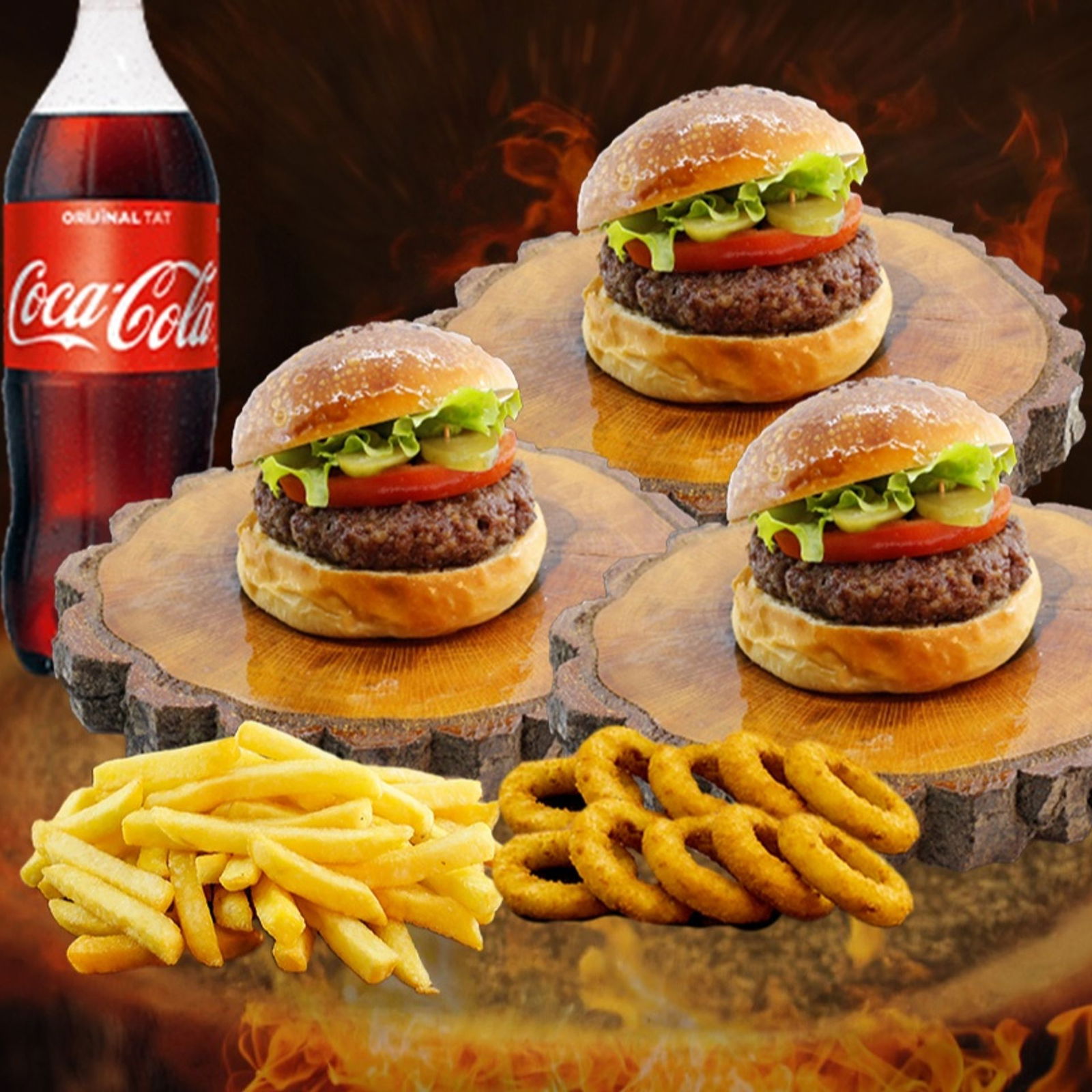 3 Kişilik Hamburger Menü