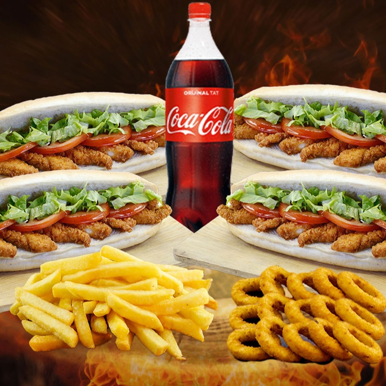 4 Kişilik Ekmek Arası Tavuk Biftek Menü