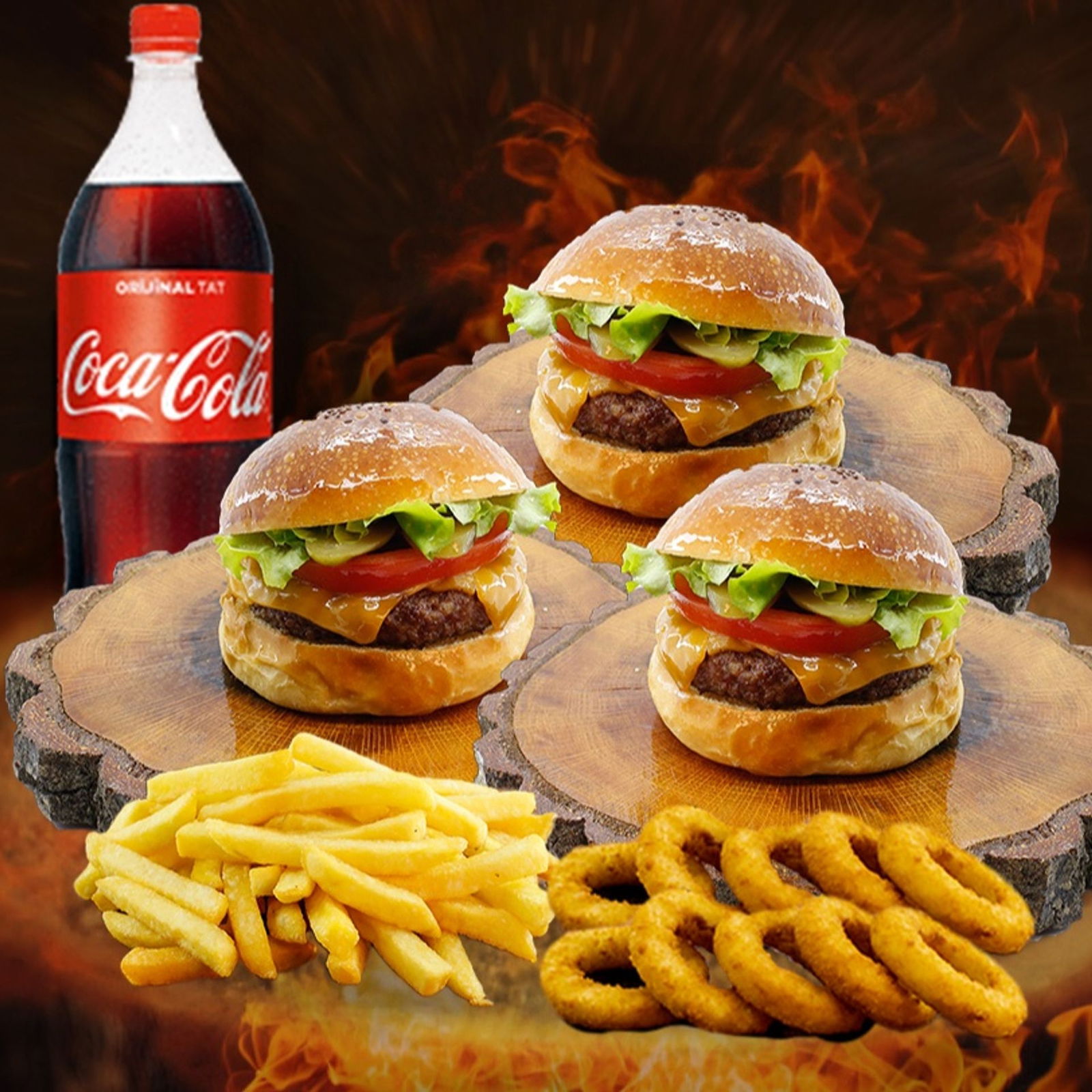 3 Kişilik Cheeseburger Menü