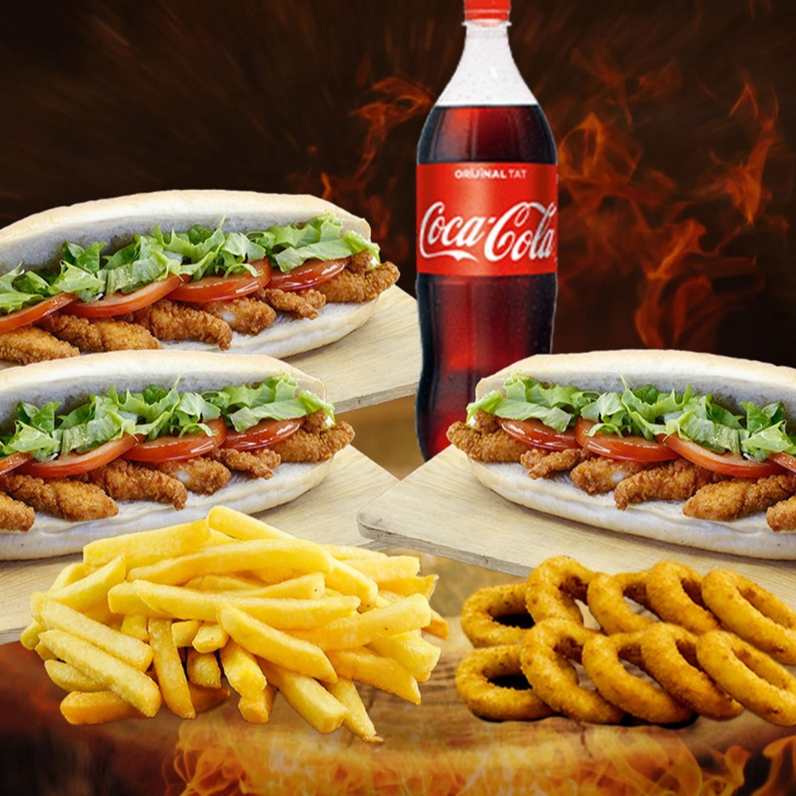 3 Kişilik Ekmek Arası Tavuk Biftek Menü