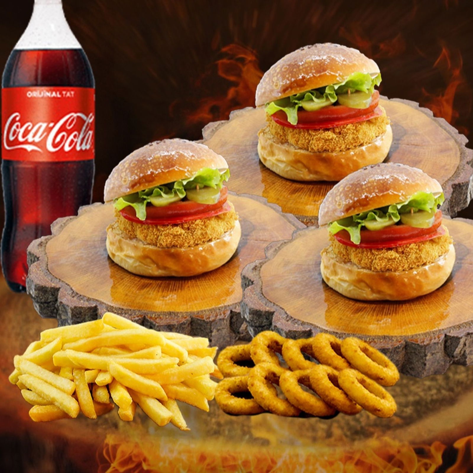 3 Kişilik Tavuk Burger Menü