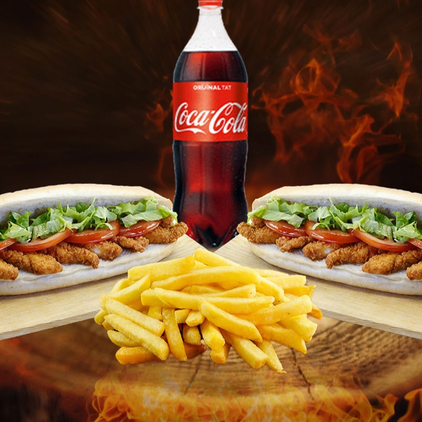 2 Kişilik Ekmek Arası Tavuk Biftek Menü